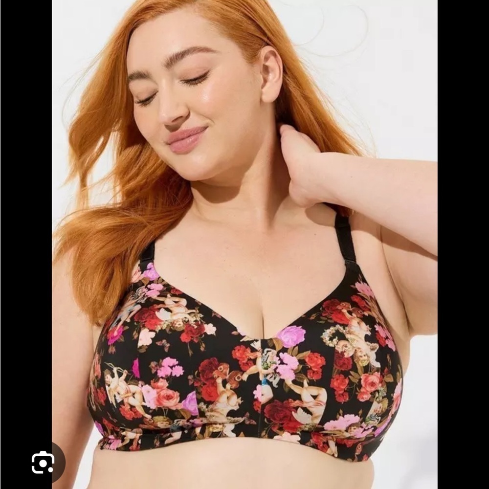 Torrid Dream Everyday Wire Free Lightly Lined Cupid Floral Bra 46DD NWT NEW